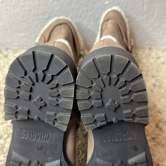 CHARLES BY CHARLES DAVID Chestnut Camper Faux Fur Moto Motorcycle Boots sz 7.5 - Picture 11 of 13